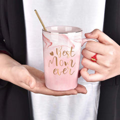 Gifts for Mom - Best Mom Ever Coffee Mug, Best Mom Gifts for Mothers Day, Birthday Gifts, Mother'S Day Gifts, Christmas Gifts, 14 Fl Oz Pink Marble Coffee Mugs Ceramic Mug Tea Cup