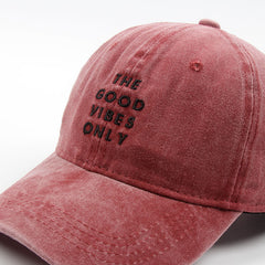 Washed New THE GOOD VIBES ONLY Dad Hat Men Women Cotton Baseball Cap Bone Snapback Cap Hats Bone Garros Wholesale