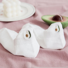 Socks Women's Socks Spring And Summer White Solid Color Cotton Socks Embroidery Fruit Socks Spring And Autumn Thin Ins Tide Shallow Mouth Boat Socks