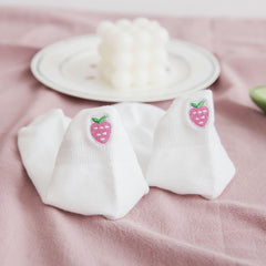 Socks Women's Socks Spring And Summer White Solid Color Cotton Socks Embroidery Fruit Socks Spring And Autumn Thin Ins Tide Shallow Mouth Boat Socks