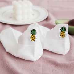Socks Women's Socks Spring And Summer White Solid Color Cotton Socks Embroidery Fruit Socks Spring And Autumn Thin Ins Tide Shallow Mouth Boat Socks