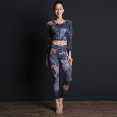 Three-piece Printed European And American Sports Fitness Suit