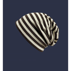 Female Autumn And Winter Warm Black And White Striped Pile Hat