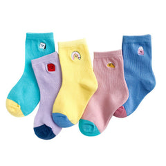 Embroidered striped baby socks cute animal baby cotton socks