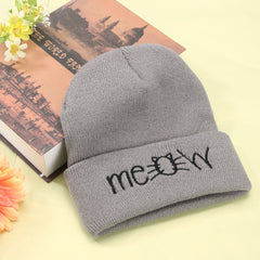 Autumn MEOW Men Women Casual Hip Hop Hats Knitted Wool Skullies Beanies Hat Warm Winter Hat For Women Beanie Winter Caps