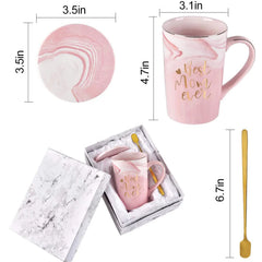 Gifts for Mom - Best Mom Ever Coffee Mug, Best Mom Gifts for Mothers Day, Birthday Gifts, Mother'S Day Gifts, Christmas Gifts, 14 Fl Oz Pink Marble Coffee Mugs Ceramic Mug Tea Cup