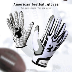 Rugby Gloves Men Women Breathable Anti-slip Full Finger Silicone Baseball American Football Gloves Adjustable Wristband Gloves