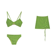 Bikini swimsuit Slimming High Waist Two-Piece Push-up Sexy Beach Swimsuit Women High-Grade Three-Piece Suit Gyaru Internet Celebrity