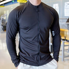 Men's Gym Muscle Tights Ice Silk Breathable Running Training Clothes Autumn and Winter Quick Dry Outdoor Cycling Sportswear