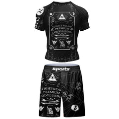 Popular Beach Surf Wear Short Sets For jiu jitsu Bjj No Gi Rashguard+Grappling Shorts Cool Westling stretchy Running Gym Clothes