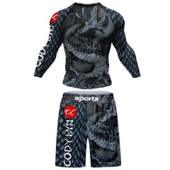 Cody Men Grappling Wear With Print Jiu jitsu No Gi Bjj Rashguard Exercise Polyester Sportswear MMA Running Gym Clothes