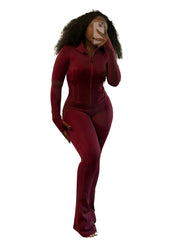 Fall 2024 Women Clothes Two Piece Flared Pants Tracksuits Set Casual Gym Active Wear 2 Piece Set Lounge Womens Matching Sets