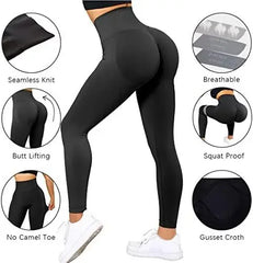 Knitted Seamless Fitness Leggings GYM Pants Women High Waist Push Up Leggings Tight Peach Buttocks Yoga Pants