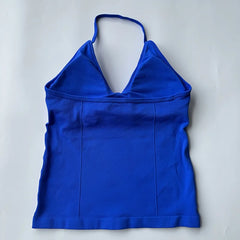 New Impact Sports Yoga Vest Women's Fitness Yoga Top Gym Clothes Workout Backless Scrunch Built-in Bra With Cups Tops