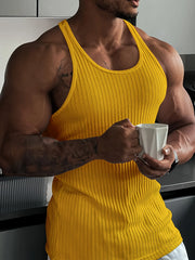 Summer thin gym clothes quick-drying vest men's I-shaped vertical stripes muscular sports cover iron trim high elasticity