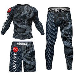 Cody Men Grappling Wear With Print Jiu jitsu No Gi Bjj Rashguard Exercise Polyester Sportswear MMA Running Gym Clothes
