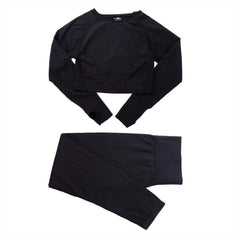 2pcs Women Seamless Yoga Set Sport Suit Gymwear Workout Clothes Long Sleeve Gym Crop Top High Waist Leggings Fitness Sports Wear