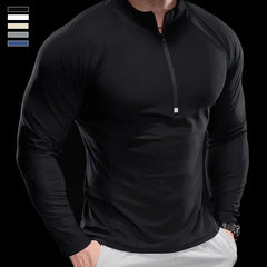2024 New Men Sports T-shirt Gym Fitness Tops Running Training Clothes Autumn Round Neck Quick-drying Breathable Long Sleeves