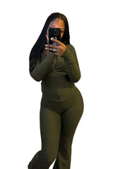 Fall 2024 Women Clothes Two Piece Flared Pants Tracksuits Set Casual Gym Active Wear 2 Piece Set Lounge Womens Matching Sets