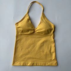 New Impact Sports Yoga Vest Women's Fitness Yoga Top Gym Clothes Workout Backless Scrunch Built-in Bra With Cups Tops