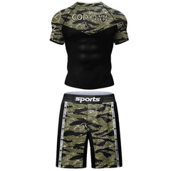 Popular Beach Surf Wear Short Sets For jiu jitsu Bjj No Gi Rashguard+Grappling Shorts Cool Westling stretchy Running Gym Clothes