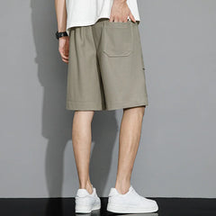 Youthful Vitality Fashion Patchwork Knee Pants 2024 Summer Loose Straight Men's Clothing Korean Elastic Drawstring Casual Shorts