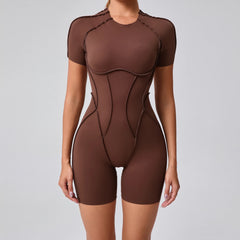 Short Jumpsuit Gym Clothes For Women Sportswear Fitness Overalls Backless Scrunch Booty Yoga Suit Sports Set Outfit
