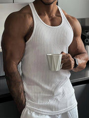 Summer thin gym clothes quick-drying vest men's I-shaped vertical stripes muscular sports cover iron trim high elasticity