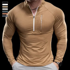 2024 New Men's Sports Gym Fitness Tops Running Training Clothes Round Neck Quick-drying Breathable Long-sleeved T-shirt Autumn