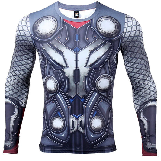 2024 Comfortable THOR 3D Printed T shirts Men Compression Shirt Hero Cosplay Long Sleeve Tops Gym Fitness BodyBuilding Clothes