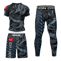 Cody Men Grappling Wear With Print Jiu jitsu No Gi Bjj Rashguard Exercise Polyester Sportswear MMA Running Gym Clothes