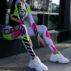 Women's clothes Sports Yoga Set For Women Workout Sportswear Gym Clothing Sports Suits Letter Print Tight Hip High Waist