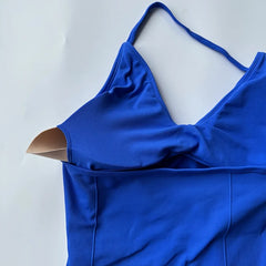 New Impact Sports Yoga Vest Women's Fitness Yoga Top Gym Clothes Workout Backless Scrunch Built-in Bra With Cups Tops