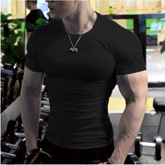 Men Casual Soild White t Shirts Summer Oversized Male t-Shirt Short Sleeve Compression Top Gym t-Shirts Man Clothes Streetwear