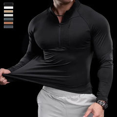 2024 New Men's Sports Gym Fitness Tops Running Training Clothes Round Neck Quick-drying Breathable Long-sleeved T-shirt Autumn