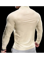 2024 New Men Sports T-shirt Gym Fitness Tops Running Training Clothes Autumn Round Neck Quick-drying Breathable Long Sleeves