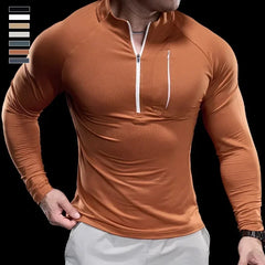 2024 New Men's Sports Gym Fitness Tops Running Training Clothes Round Neck Quick-drying Breathable Long-sleeved T-shirt Autumn