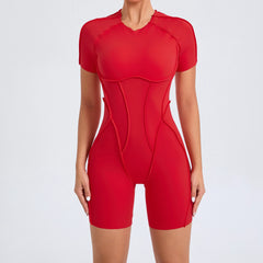 Short Jumpsuit Gym Clothes For Women Sportswear Fitness Overalls Backless Scrunch Booty Yoga Suit Sports Set Outfit