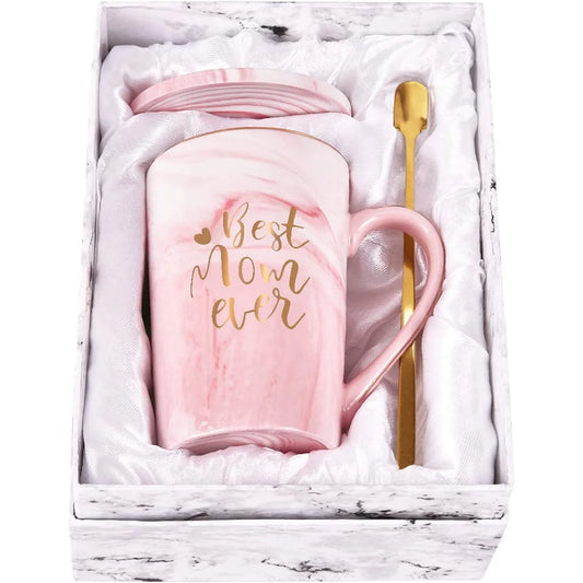 Gifts for Mom - Best Mom Ever Coffee Mug, Best Mom Gifts for Mothers Day, Birthday Gifts, Mother'S Day Gifts, Christmas Gifts, 14 Fl Oz Pink Marble Coffee Mugs Ceramic Mug Tea Cup