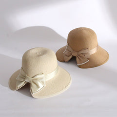 Women's Fashion Pearl Large Eaves Cover Face Sun Protection Fisherman's Hat