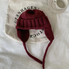 Keep Warm Pure Color Ear Protection Knitting Woolen Cap