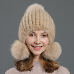 Korean Style Fox Fur Ball Fur Hat Women