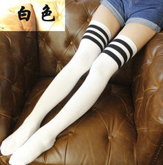 Women's Fashion Cotton Thick Black And White Striped Long Socks