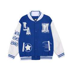 Men's And Women's Baseball Jacket PU Leather Sleeves