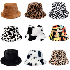 Cow Pattern Female Print Korean Fashion Plush Hat