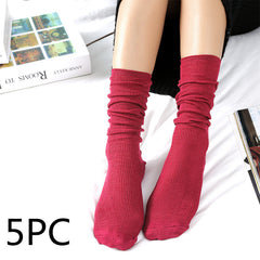 Women's Thin Solid Color Retro Long Socks