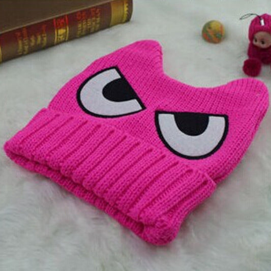 Women's Fashion Cute Devil Cow Horn Ears Knitted Wool Hat
