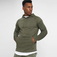 Men Long Sleeve With Pleated Stripes Hoodies