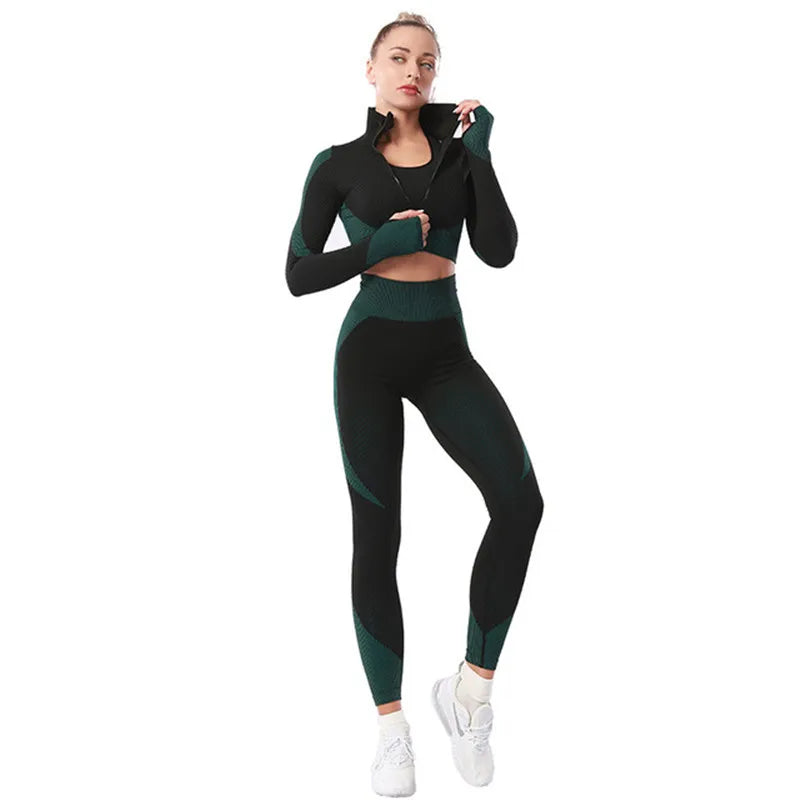 2/3Pcs Women Gym Suit Fitness Sets Sports Workout Sportswear Gym Clothing Yoga Fitness Set Female Workout Leggings Top Leggings