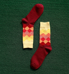 Colored diamond men's socks men's cotton socks long socks